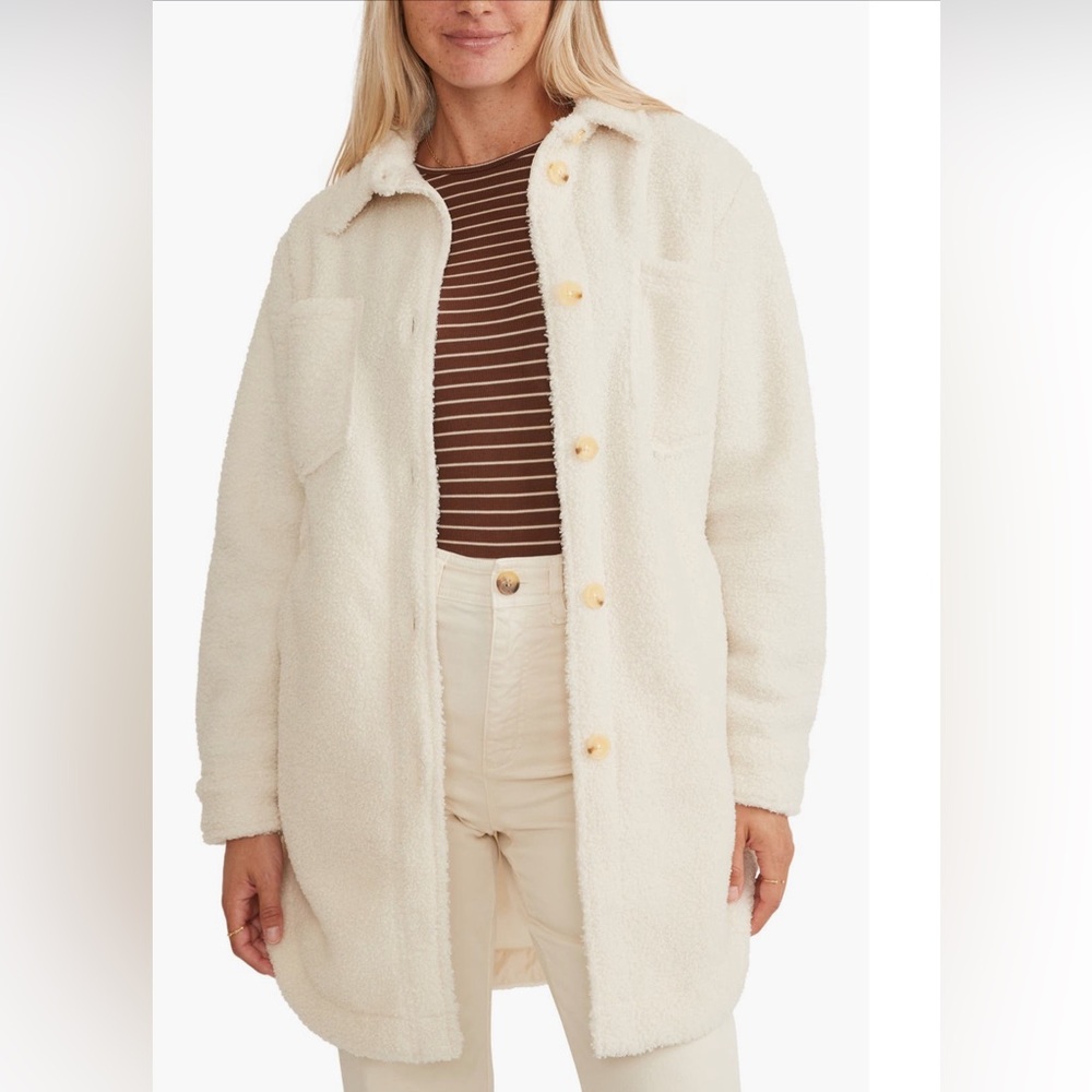 Nwt MARINE LAYER Bailey Longline High Pile Fleece Shirt Jacket - Picture 4 of 9